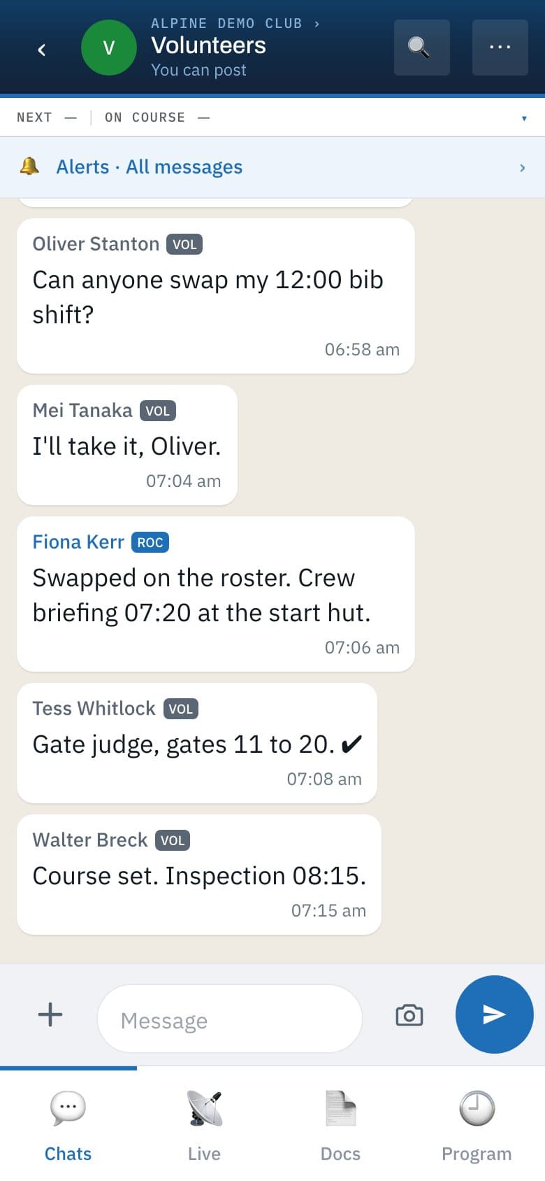 The volunteer crew group in Race Relay
