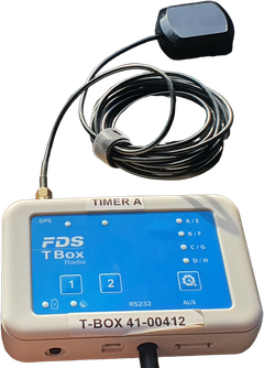 FDS T-Box timing unit with its GPS aerial